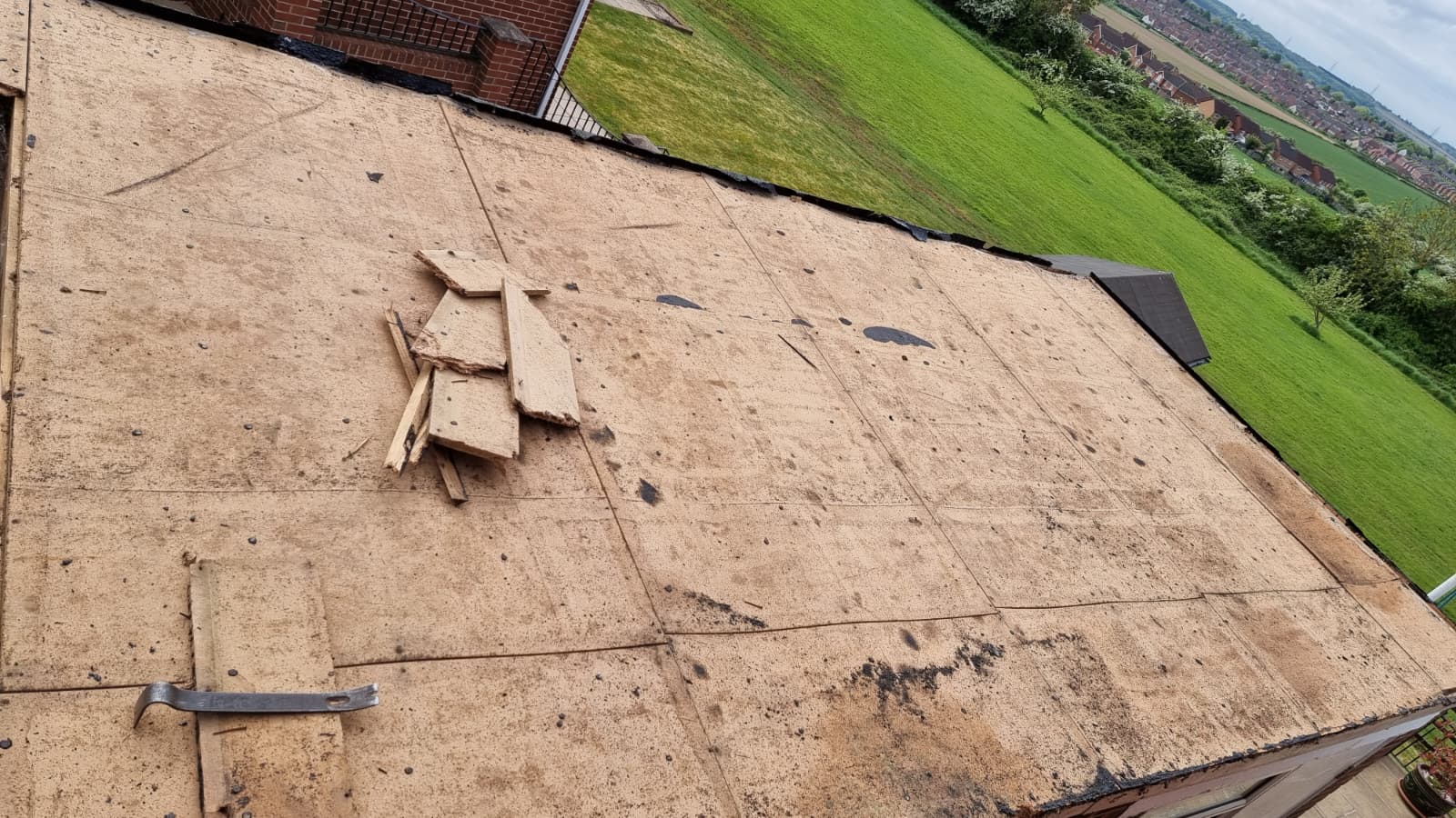 Roof decking stripped back ready for new covering