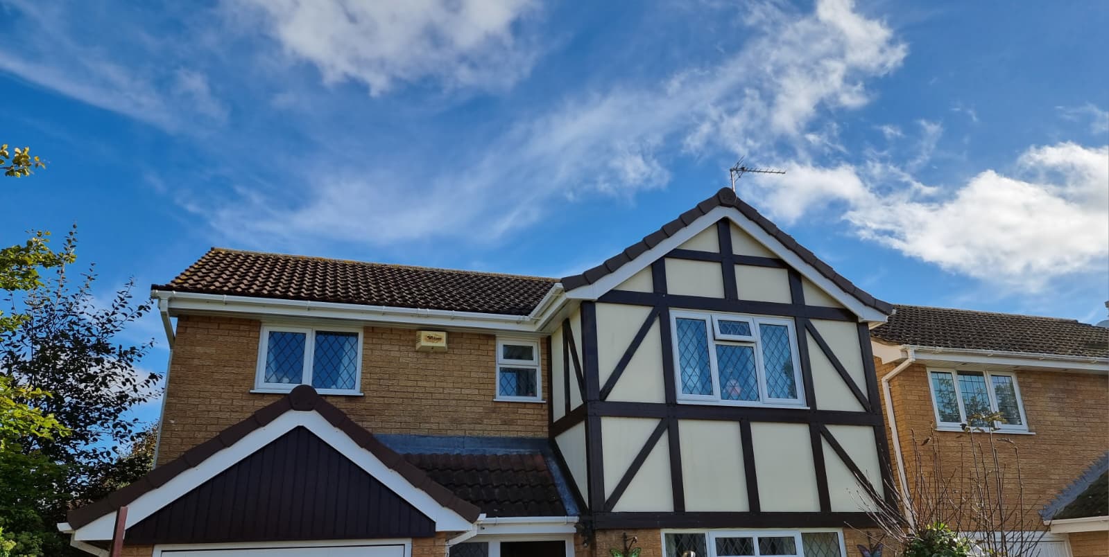 New dry verge tiles and fascia on bungalow roof edge